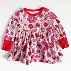 Birdie Bean Baby Girls Floral Heart Bamboo Peplum Romper Twirl Dress Size 6-12M